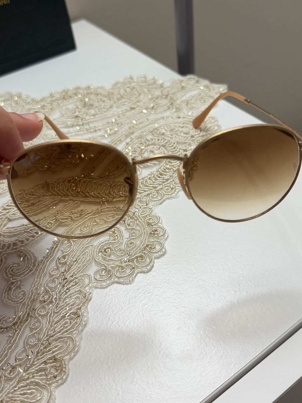 Ray-Ban Gold Frame Sunglasses with Brown Gradient Lenses - Picture 3 of 4